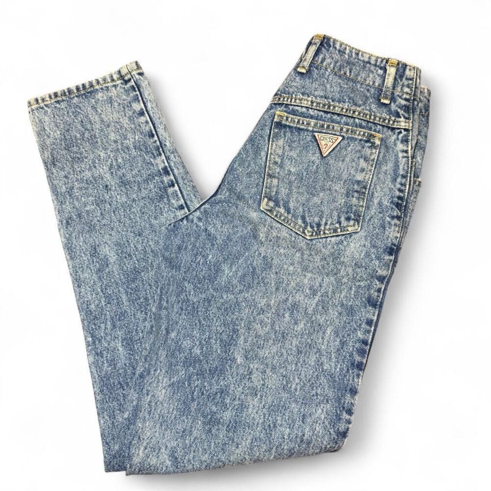 Vintage Guess by Marciano USA Acid Wash Mom Jeans High Rise Tapered Leg Sz 30 - Picture 5 of 8